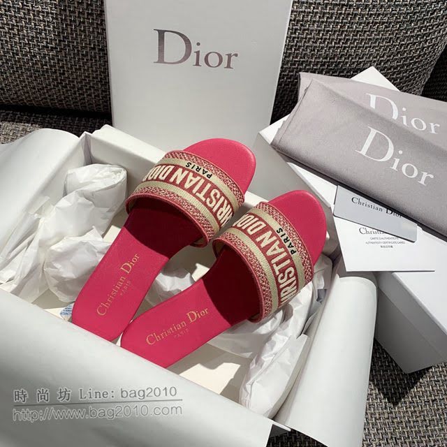 DIOR女鞋 迪奧2021專櫃新款磨砂新大底涼拖 Dior一字型刺繡平拖  naq1493